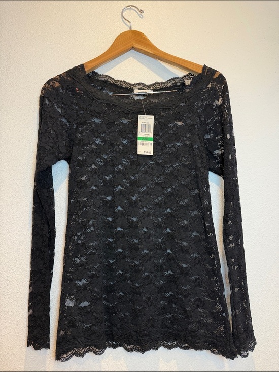 Bar III Tops - Black Lace Long Sleeve Top Bar III New With Tags Large